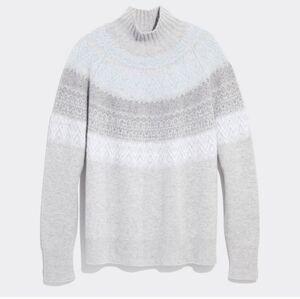 Vineyard Vines Fair Isle Tonal Mockneck Sweater Merino Wool Cashmere Blend M